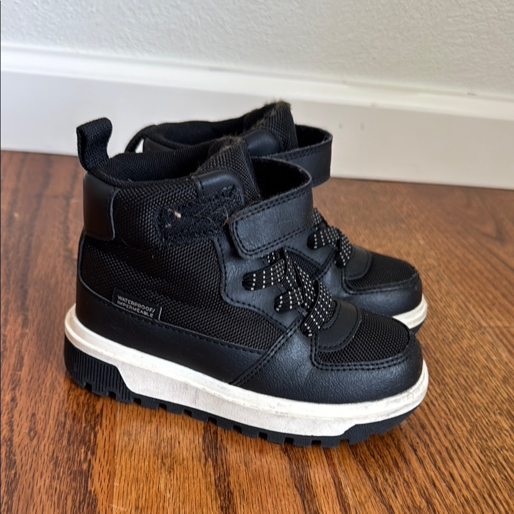 H&M Black Boots with Velcro Straps and Padded Ankle